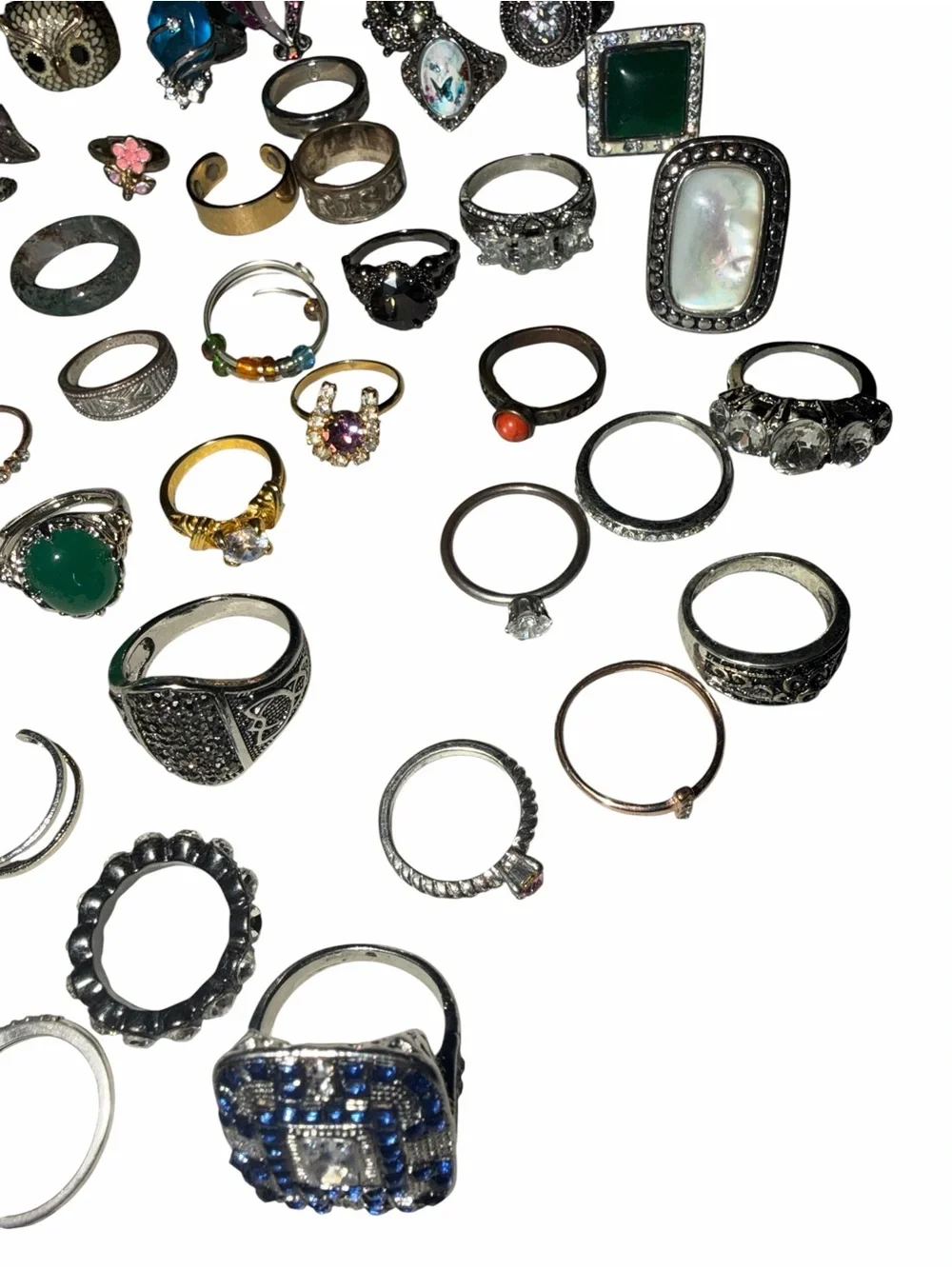 Assorted Women's Fashion Rings and ring stand
